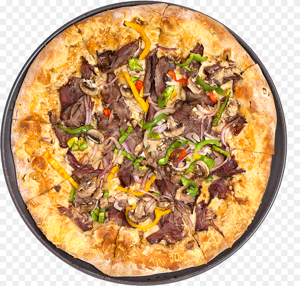 Philly Cheese Steak Pizza Pizza Birds Eye View, Food, Food Presentation, Meal Png Image