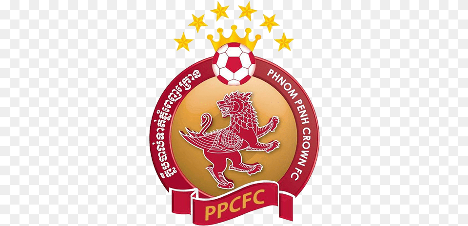 Phnom Penh Crown Fc Logo, Badge, Ball, Football, Soccer Png Image