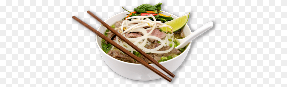 Pho Noodle Soup At Wild Ginger Noodle Pho, Food, Cutlery, Fork, Chopsticks Free Png