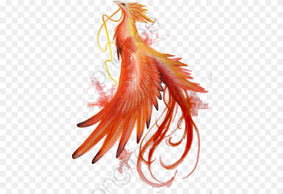 Phoenix Clipart Flaming Watercolor Phoenix Bird Painting, Animal, Fish, Sea Life Free Png