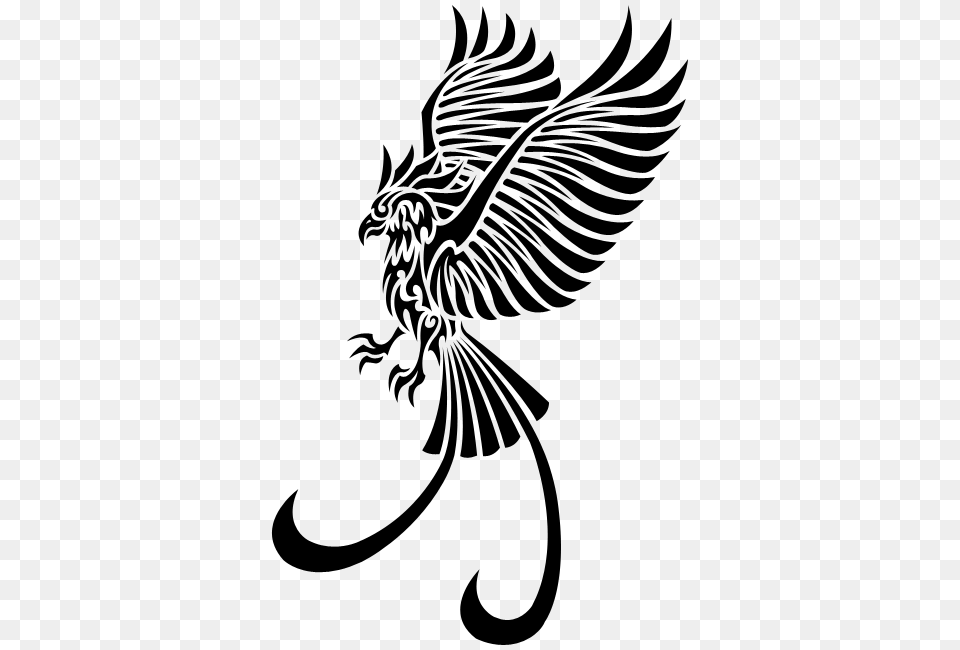 Phoenix Tattoo Left, Gray Png