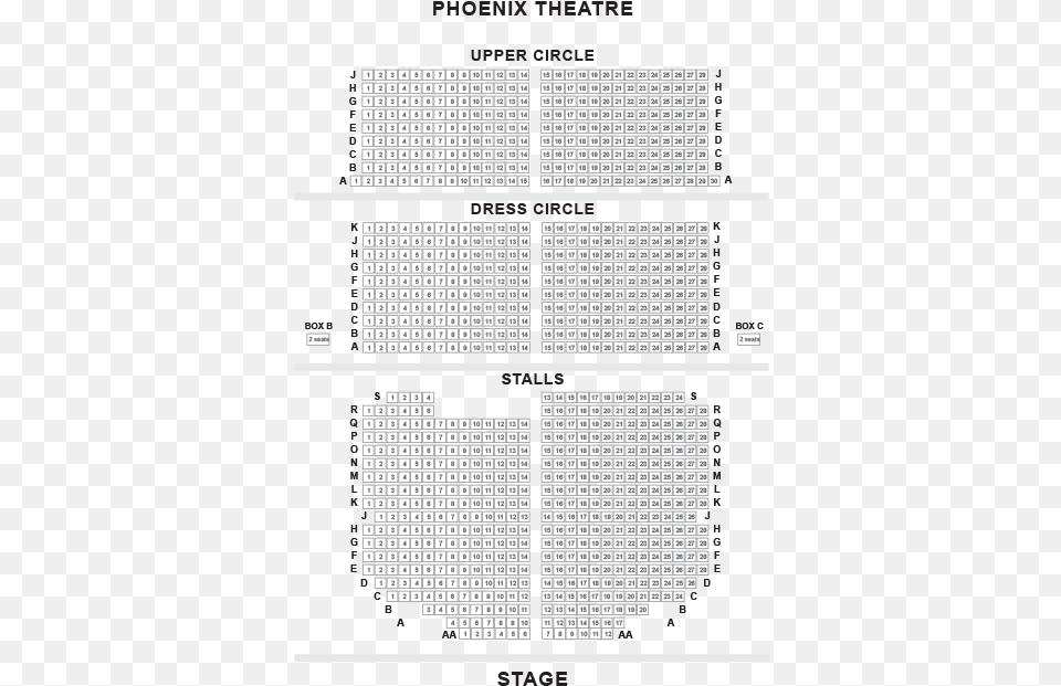 Phoenix Theatre London Seating Plan, Page, Text Free Png