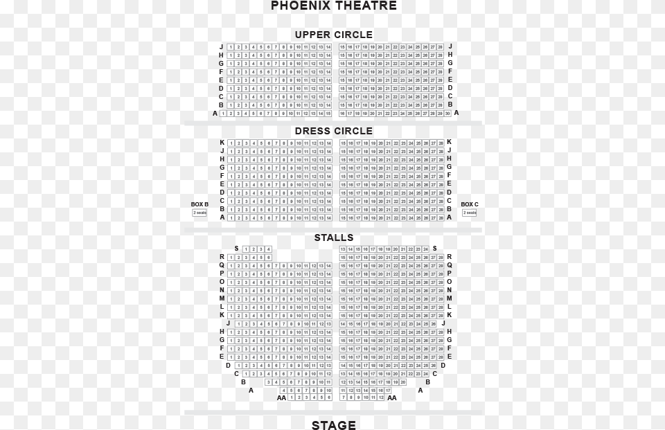 Phoenix Theatre Seat Chart And Guide Phoenix Theatre London Seating Plan, Page, Text Free Png