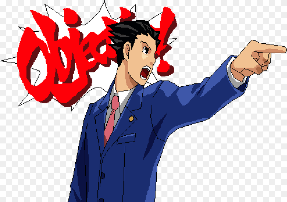 Phoenix Wright Objection Phoenix Wright Phoenix Wright Discord Emoji, Book, Comics, Publication, Adult Png Image