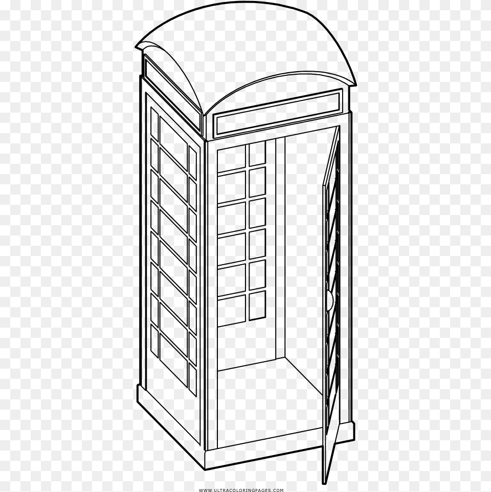 Phone Booth Coloring, Gray Free Transparent Png