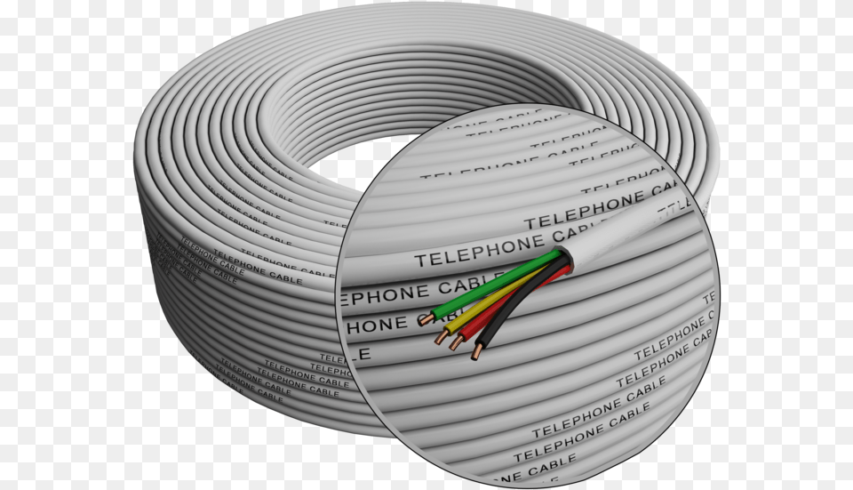 Phone Cable 300ft Rounded White Roll 4x10 Electrical Wiring, Wire, Disk Png Image