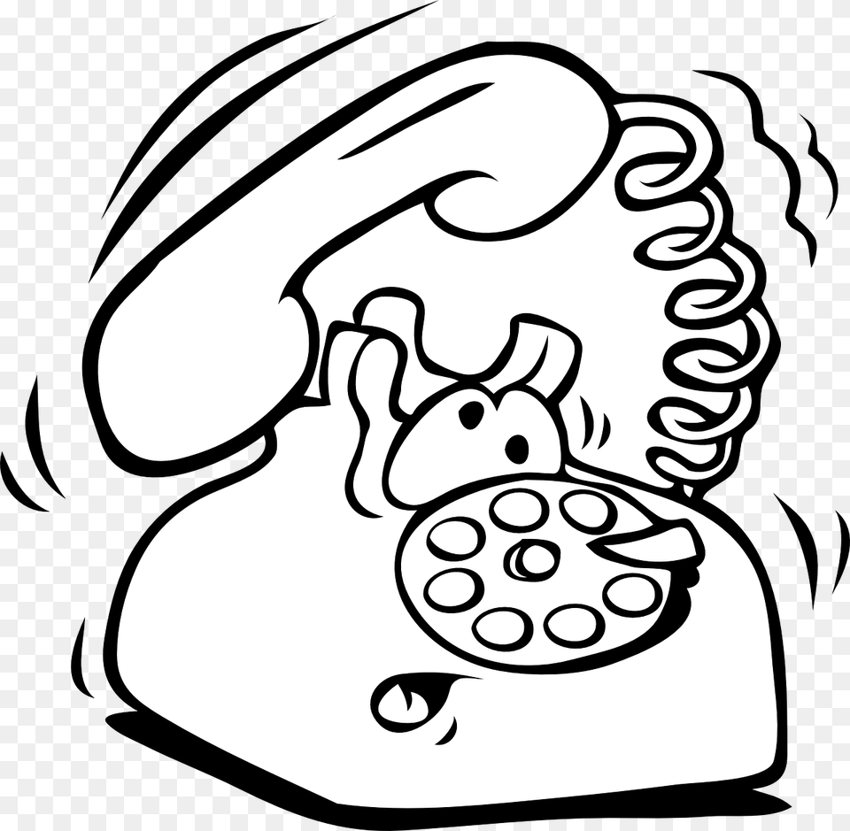 Phone Comic Ringing Cartoon Alarm Surprised Telephone Ringing Clipart Black And White, Electronics, Dial Telephone Free Transparent Png