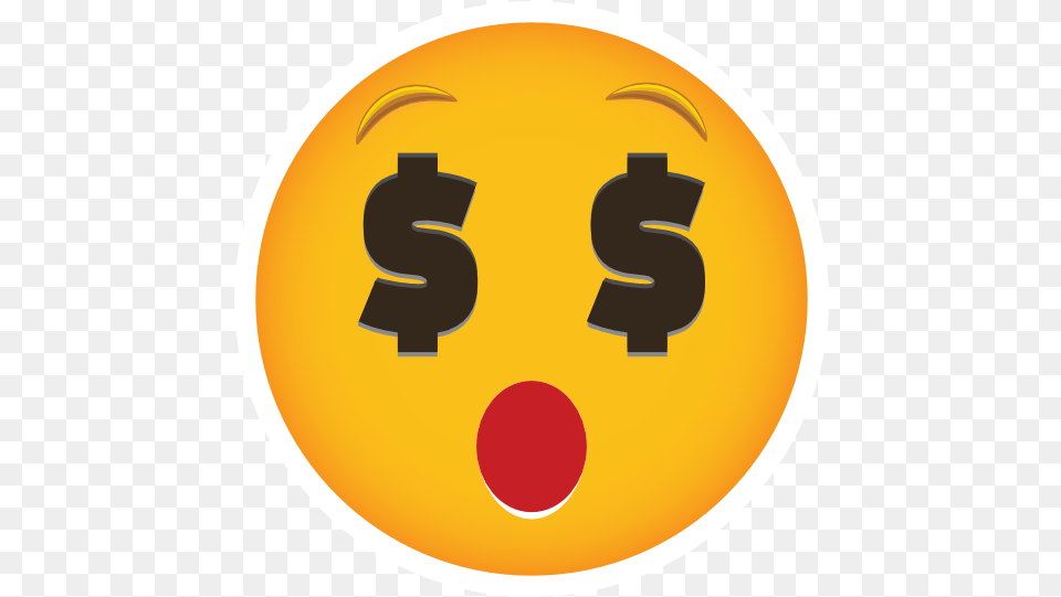 Phone Emoji Sticker Money Eyes Wow Circle, Symbol, Text, Disk, Number Free Transparent Png