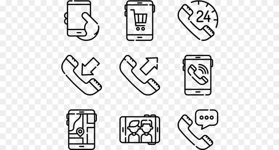 Phone Hand Drawn, Gray Png