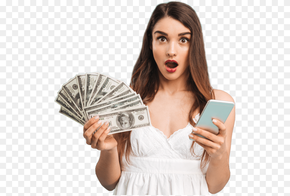 Phone Money Girl, Adult, Face, Female, Head Free Png