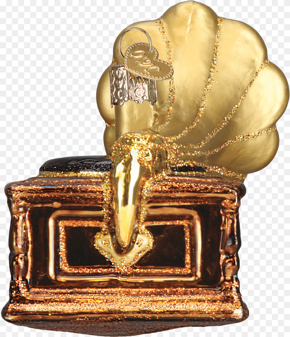 Phonograph Old World Christmas Ornament, Gold, Treasure, Bronze, Furniture Png Image