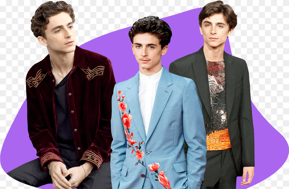 Photo Composite Of Timothee Chalamet In Colorful Blazers Tuxedo, Cosmetics, Paper Png Image