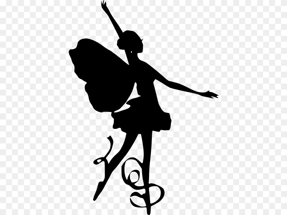 Photo Dancing Jumping Butterfly Ballet Wings Silhouette, Gray Free Png Download