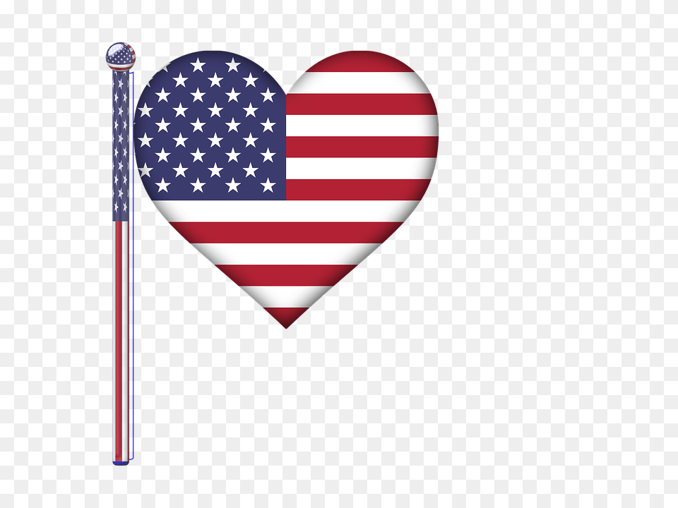 Photo Flag Pole Glossy Art America Usa Flag Heart, American Flag Free Png Download
