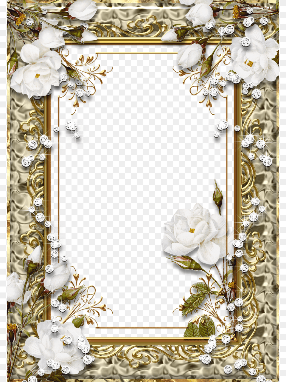 Photo Frame Roses In Gold Pendentif Cristal De Roche Extra Bliere En Argent, Flower, Plant, Rose Free Png Download