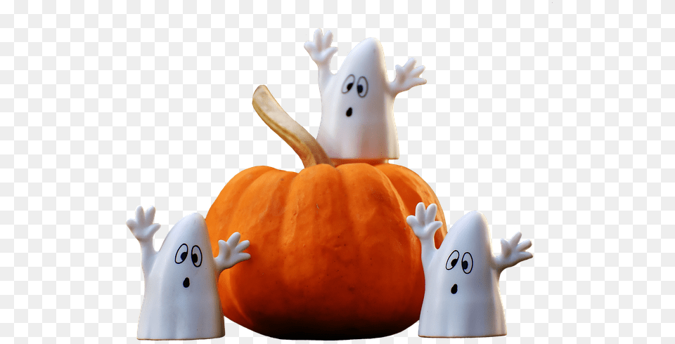 Photo Ghosts Happy Halloween Pumpkin Ghost Halloween Decorations, Food, Plant, Produce, Vegetable Free Png Download