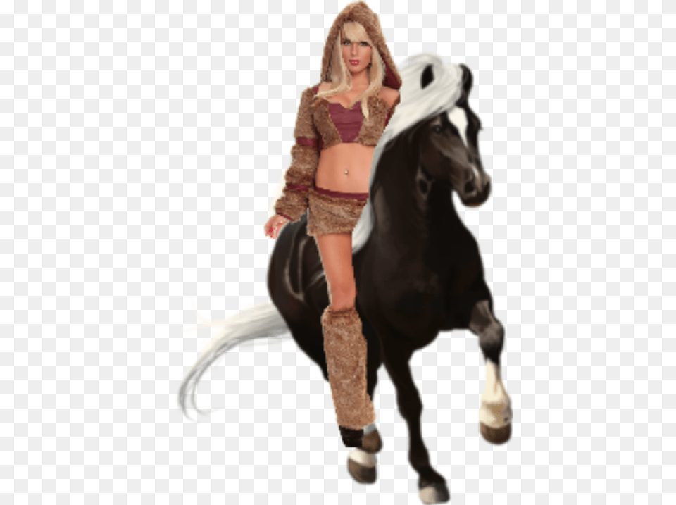 Photo Hot Tribal Woman Riding On Her Beautiful Black Howrse Vanilla, Adult, Female, Person, Clothing Free Png