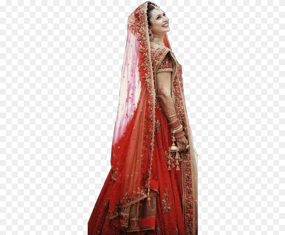 Photo Indian Bride, Clothing, Sari, Bridal Veil, Wedding Png