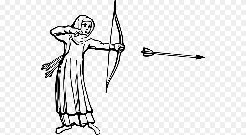 Photo Katniss Archer Bow Drawing Games Arrow Hunger Bow And Arrow Shooting Drawing, Gray Free Transparent Png