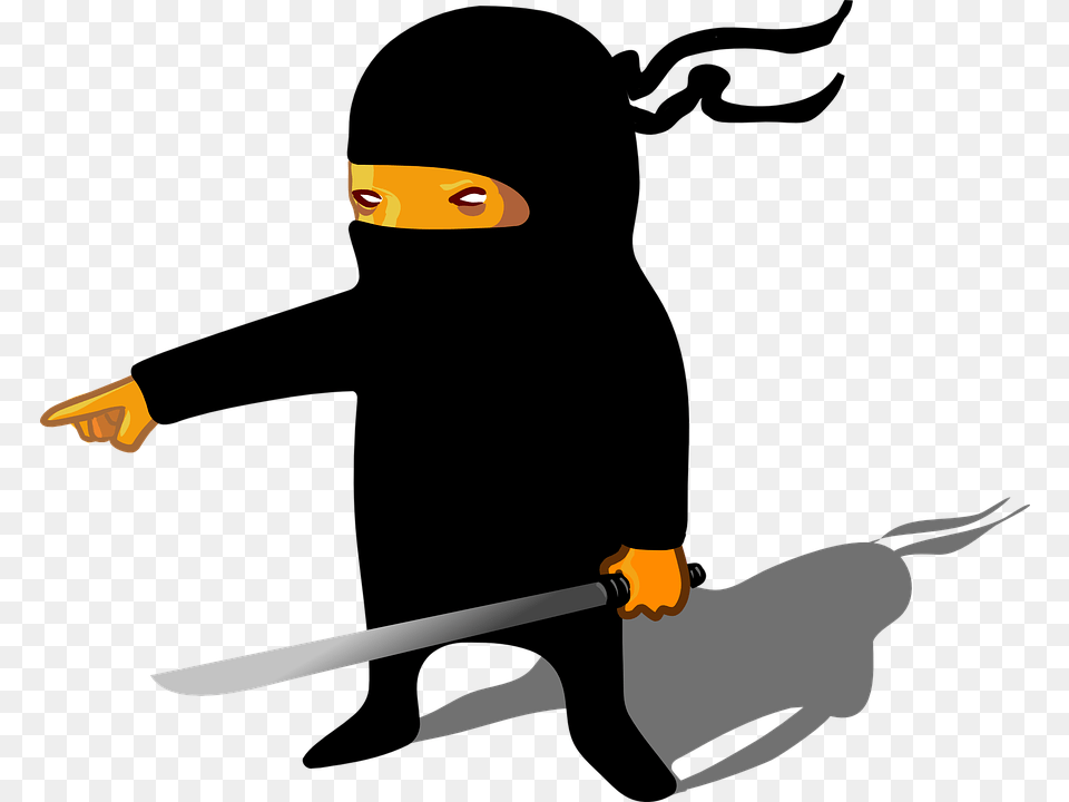 Photo Man Cartoon Warrior Ninja Sword, Weapon, Device Png