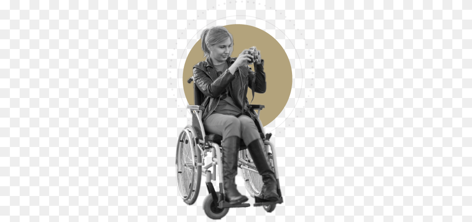 Photo Of A Woman Using A Wheelchair Taking Photos Motorized Wheelchair, Furniture, Chair, Photography, Person Png Image