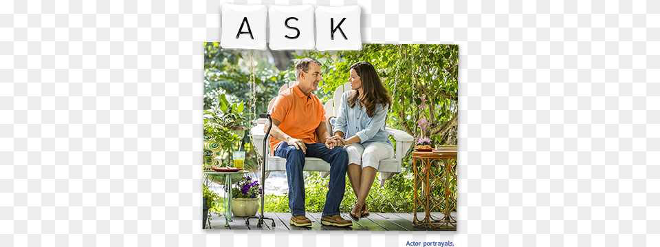 Photo Of Couple On Bench Question, Adult, Potted Plant, Plant, Person Free Png