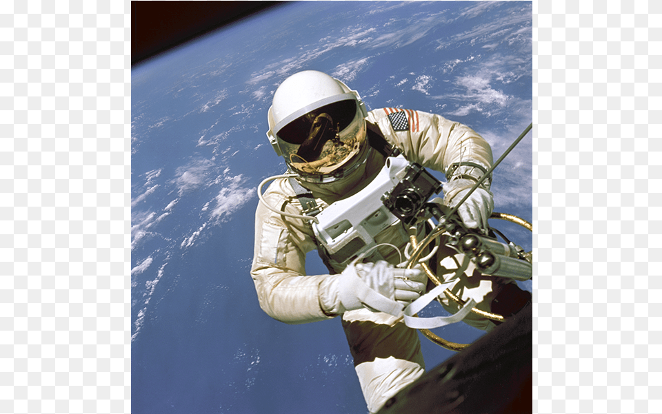 Photo Of Gemini Iv Astronaut Edward H Omega Moonwatch On Moon, Helmet, Adult, Male, Man Png