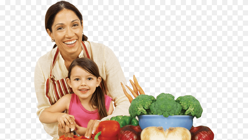 Photo Of Mother And Daughter Cooking Together Broccoli, Girl, Child, Female, Person Free Png Download