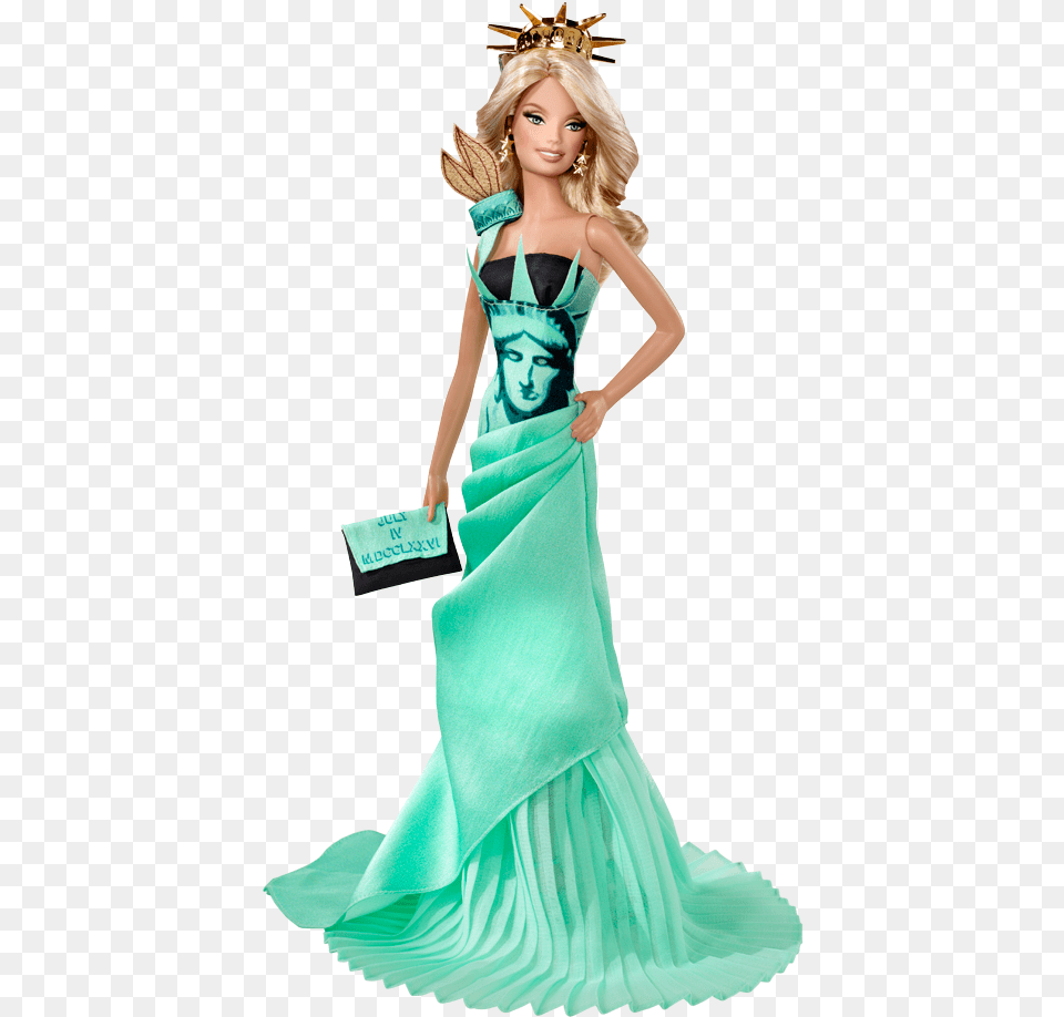 Photo Of Statue Of Liberty Barbie Doll 2010 For Fans Barbie Doll New York, Clothing, Formal Wear, Dress, Figurine Free Png