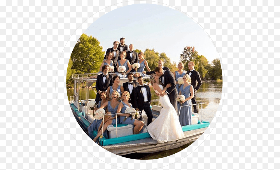 Photo Of Wedding Party On Fern Boat Groom, Adult, Wedding Gown, Portrait, Photography Png