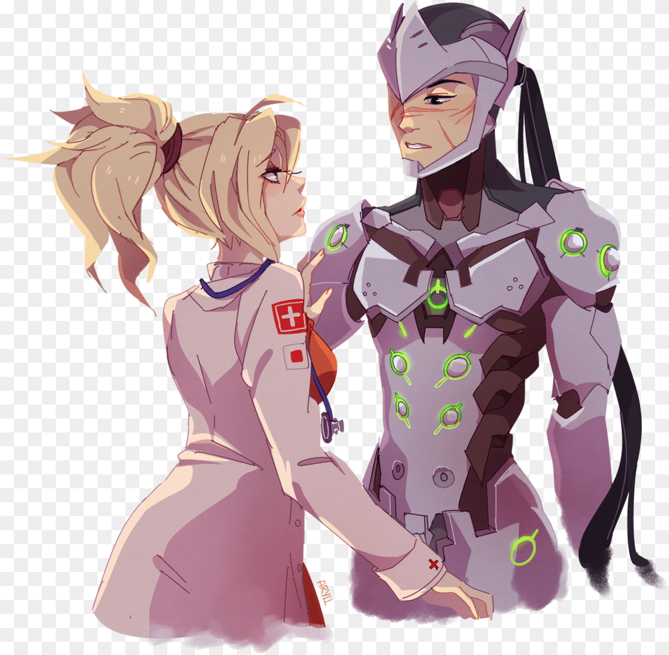 Photo Overwatch Genji Overwatch Mercy Overwatch Fan Genji And Mercy Fanfiction, Book, Comics, Publication, Adult Free Transparent Png