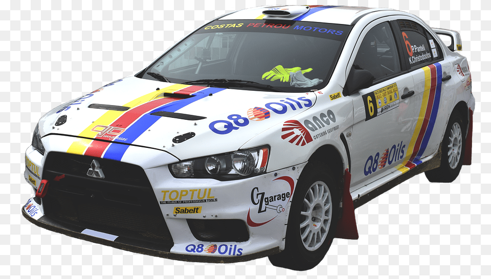 Photo Rally Car Automobile Vehicle Sport Racing Mitsubishi Evo Rally, Transportation, Sports Car, Machine, Wheel Png Image