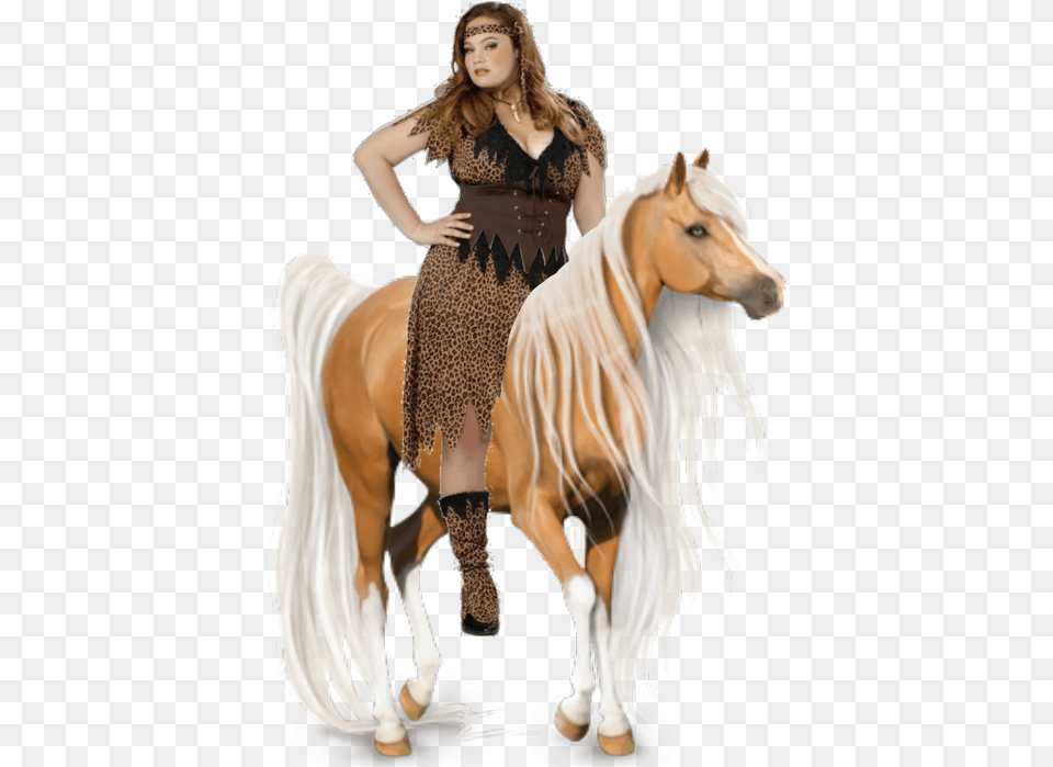 Photo Sexy Cavewoman On Her Beautiful Palomino Horse Mane, Adult, Person, Woman, Female Free Transparent Png