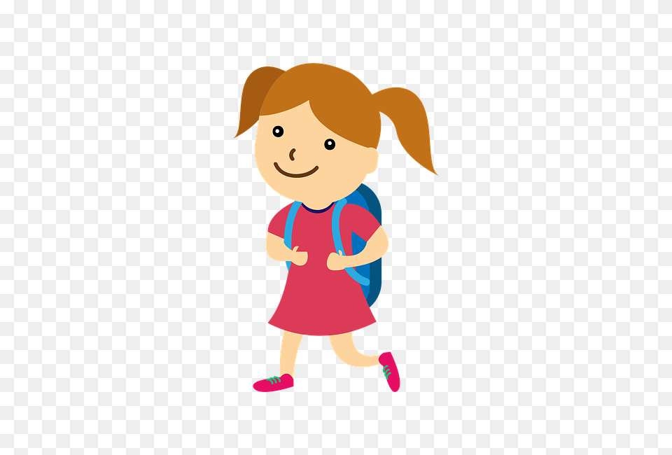 Photo Study Young Back To School Girl School Child, Cartoon, Baby, Person, Face Png Image
