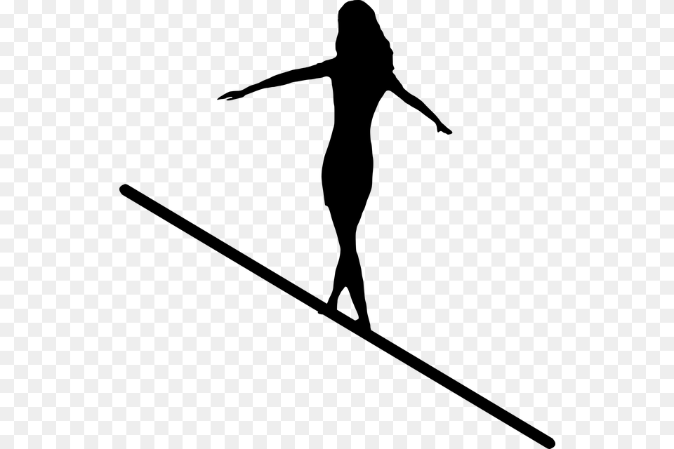 Photo Target Balancing Risk Walking Silhouette Woman, Gray Png