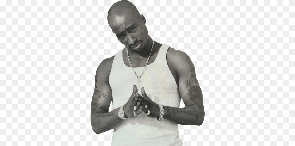 Photo Tupac Tupac Black And White Poster, Accessories, Male, Pendant, Person Free Png Download