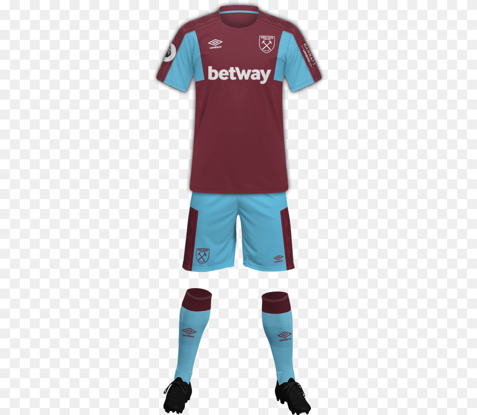 Photo West Ham 17 18 Home Zpsaksb5lf9 Hypergear Flat Bag, Clothing, Shirt, Shorts, Boy Png Image