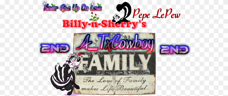 Photobucket Lepewpepe Lepew Winner Banner Pepe Le Pew, Baby, Person, Purple, Text Free Png