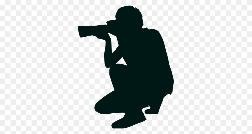 Photographer Kneeling Silhouette, Person, Photography, Adult, Male Png Image