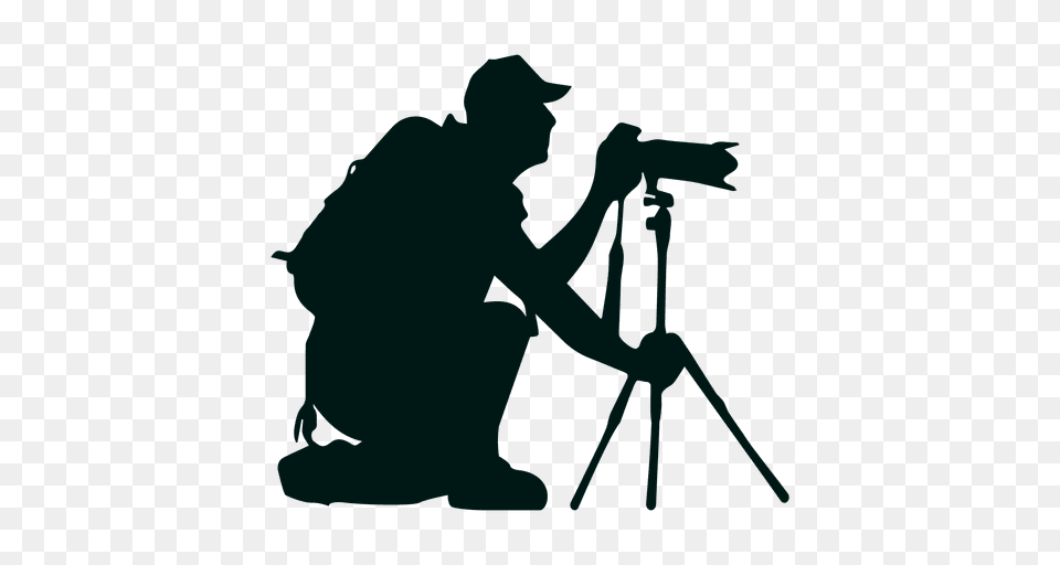 Photographer With Camera Stand Silhouette, Person, Photography, Tripod, Adult Free Png