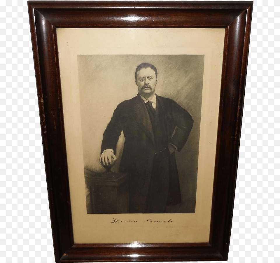 Photogravure Of President Theodore Roosevelt Copyright Strenuous Life Essays And Addresses, Adult, Photography, Person, Painting Free Png