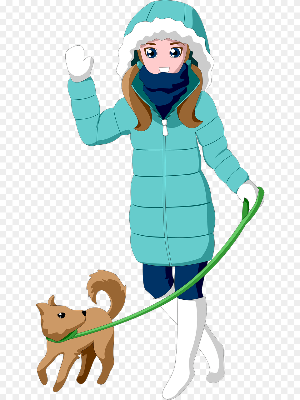 Photos Dog Walking Lady Clipart Search Dog Walking Cartoon Winter, Baby, Clothing, Coat, Person Free Transparent Png