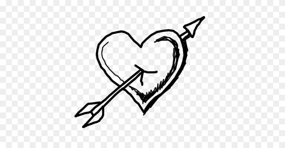 Photos Doodle Heart With Arrow Search Download, Gray Png