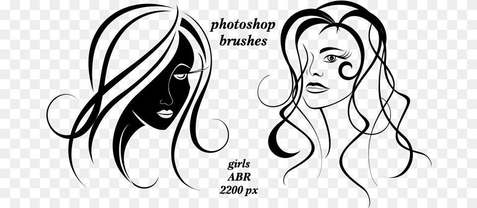 Photoshop Brushes Girls Face By Lyotta Silhouette, Gray Free Png