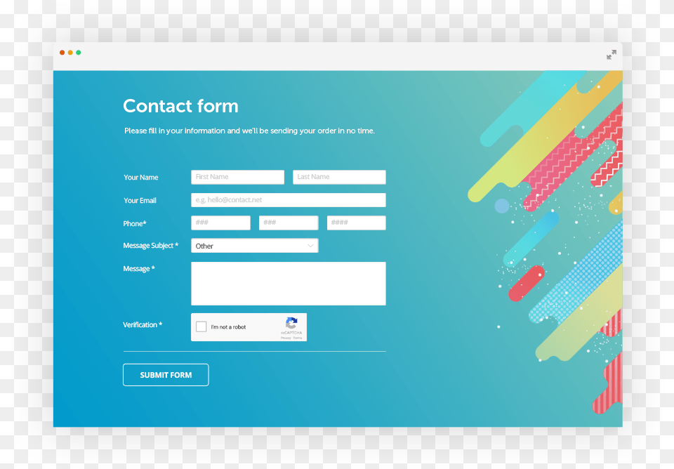 Php Contact Form Example With Custom Design And Recaptcha Website Form, File, Monitor, Computer Hardware, Electronics Png Image