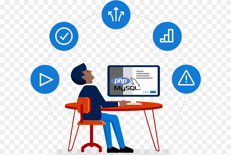 Php Mysql Icon Online Complaint Registration Logo, Table, Furniture, Desk, Adult Free Png