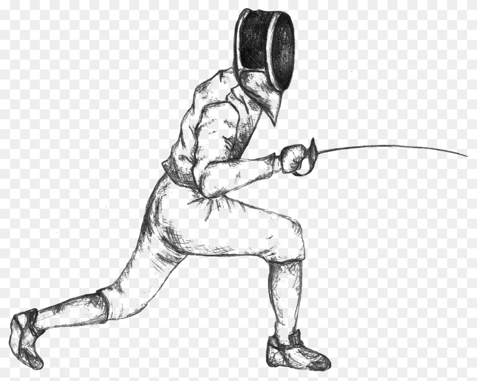 Phs Fencing39s Fourth Year Comes To A Close As Fencers Fencing Epee Drawing Lunge, Animal, Dinosaur, Person, Reptile Png Image