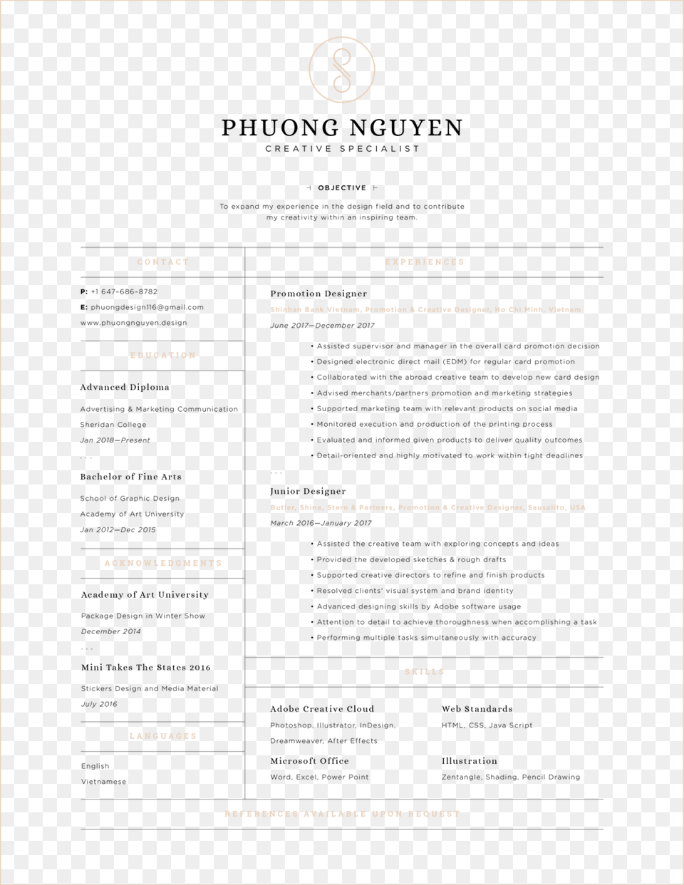 Phuong Nguyen Resume Document, Page, Text Free Png Download