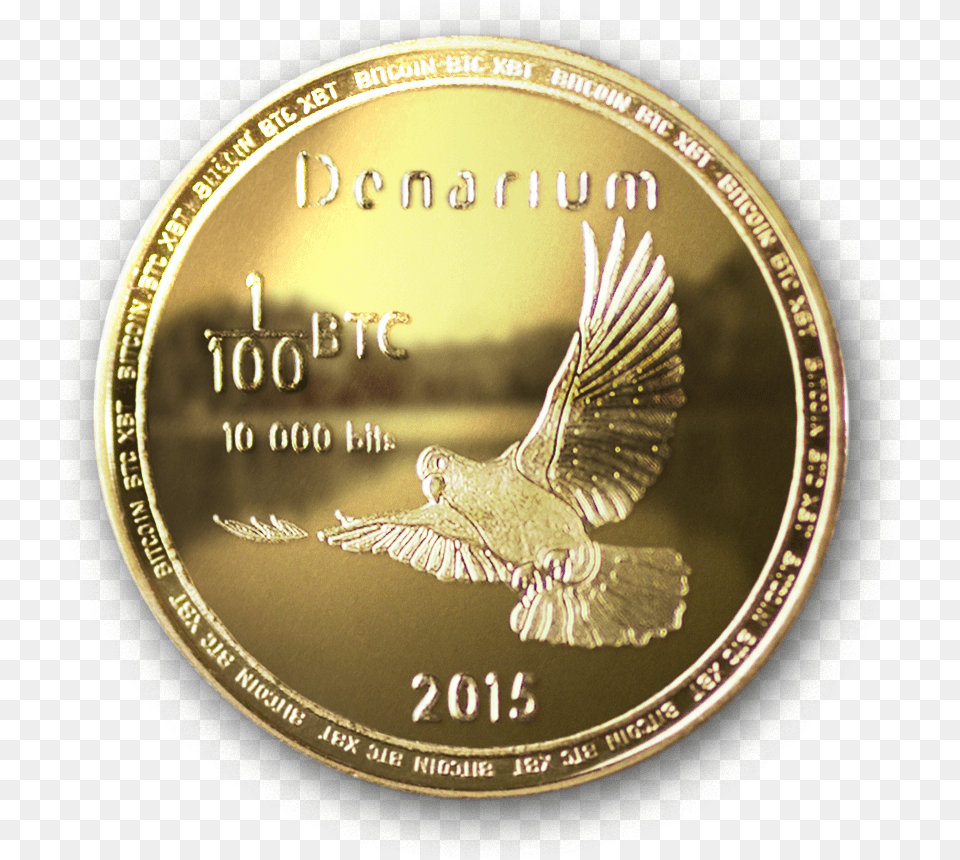 Physical Denarium Bitcoin, Gold, Animal, Bird, Coin Png Image