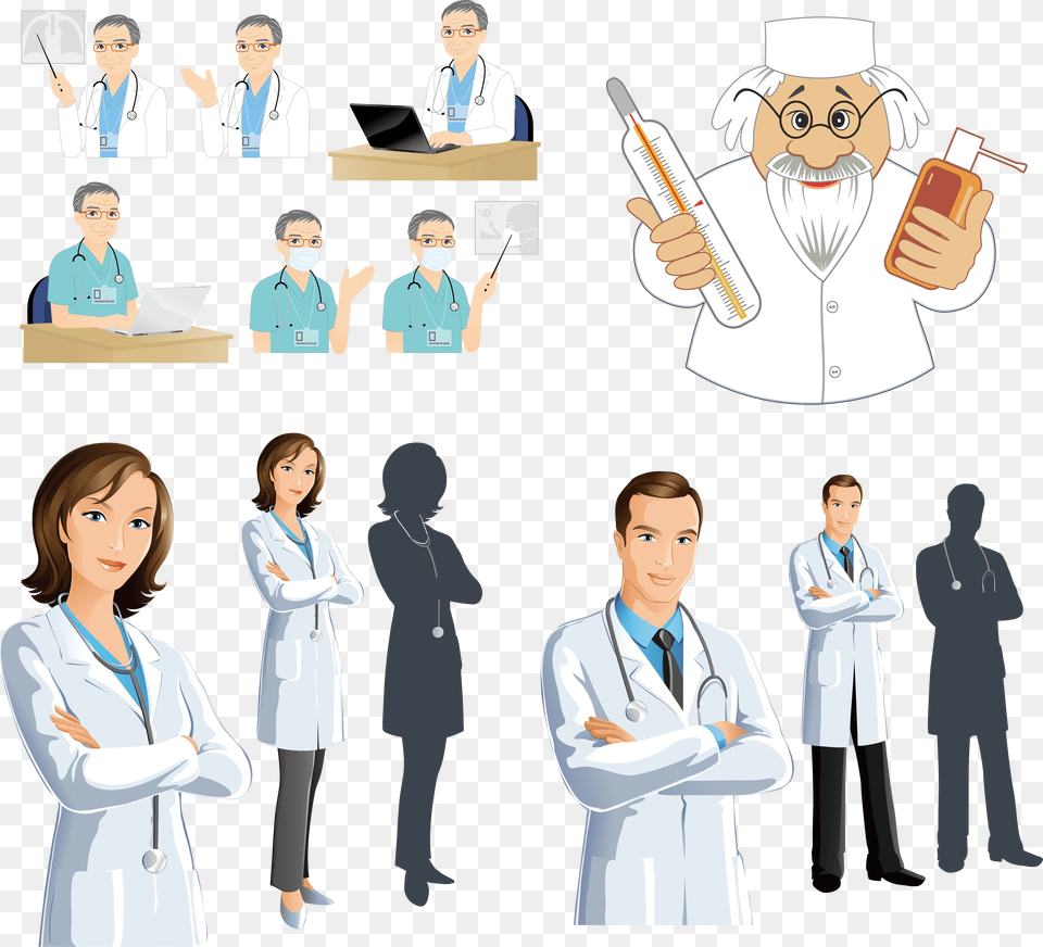 Physician Clip Art Male And Female Doctors, Woman, Lab Coat, Coat, Clothing Png
